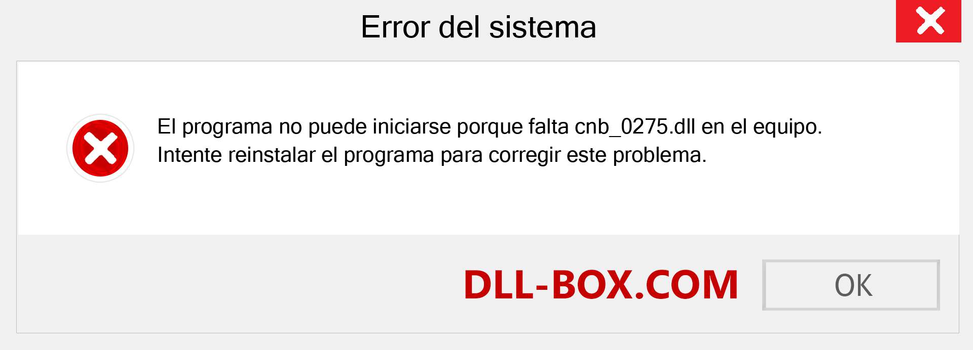 ¿Falta el archivo cnb_0275.dll ?. Descargar para Windows 7, 8, 10 - Corregir cnb_0275 dll Missing Error en Windows, fotos, imágenes